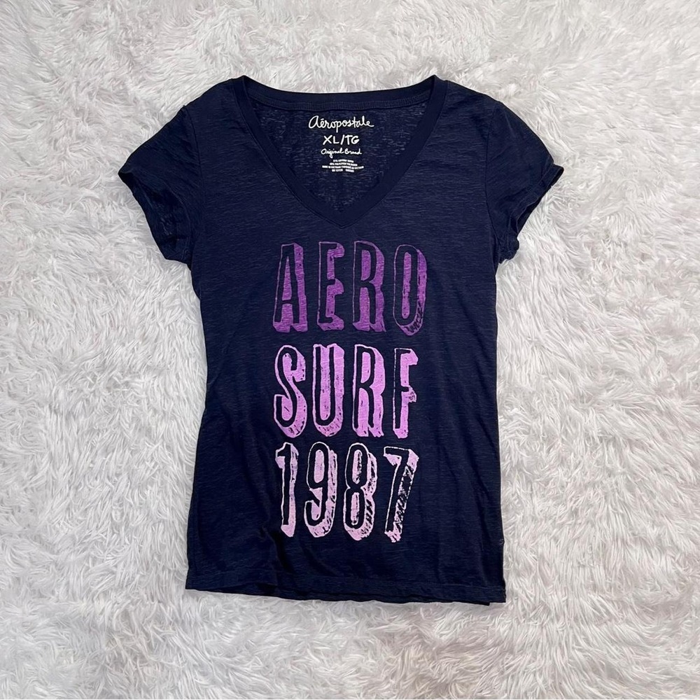 y2k vintage aeropostale navy blue graphic top xl